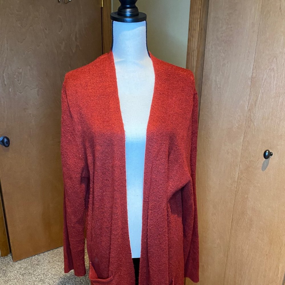 Long cardigan brick red